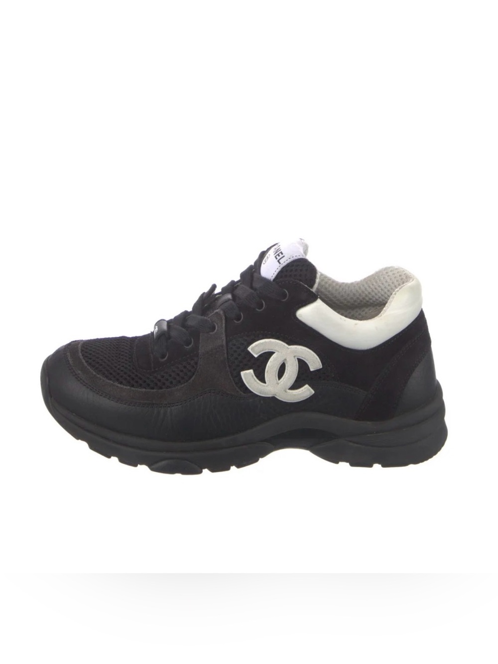 CHANEL Auth Black and White Womens Sneaker